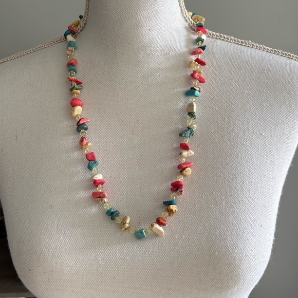 Vintage Colorful Stone Beaded Necklace with Barrel Closure - Picture 1 of 4
